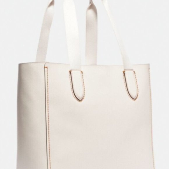 Coach Derby Tote Chalk Pebble Leather 58860 New - Picture 3 of 5